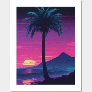 80 Anime Style Palm Tree Sunset Posters and Art